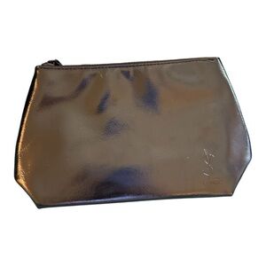 Yves Saint Laurent YSL Makeup Cosmetic Black Faux Leather Logo Travel Bag Pouch